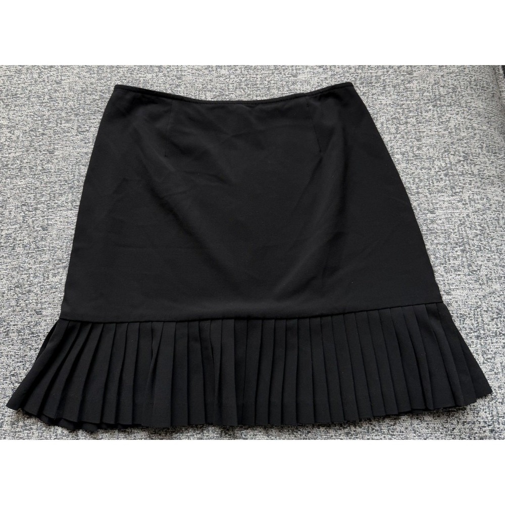 Black Skirt Ruffle Pleated Hem A-Line Skirt Classic Dressy Career Work Briggs 8P